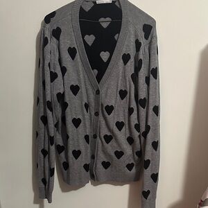 Gray Heart Pattern Cardigan